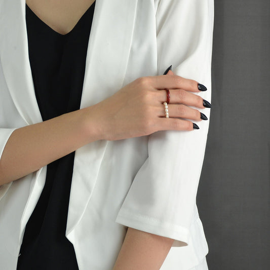 2pcs Pearl Elastic Ring New Women Accessories-0
