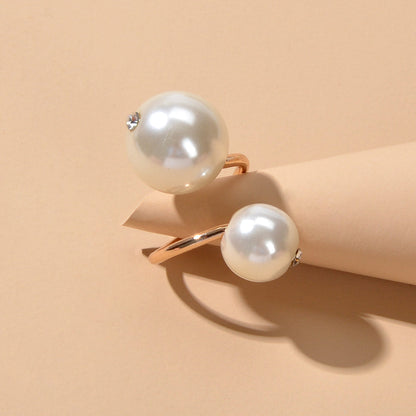 Engagement Jewellery Gift Simulated Pearl Women Wedding Promise Gold Finger Ring-0