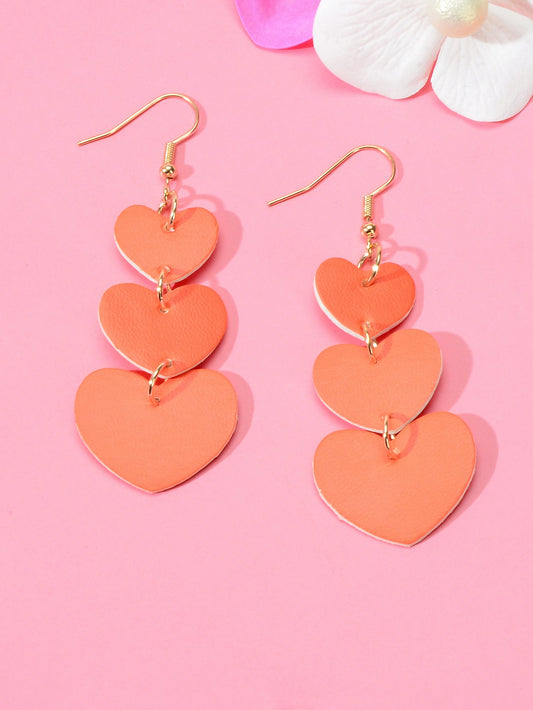 Colorful Overlapping Heart Dangle Earrings - Vibrant and Trendy Accessory-1