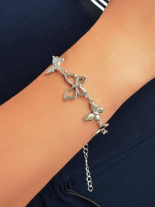 Elegant Silver Chain Butterfly Decor Bracelet for Women Party Dating Jewellery-1