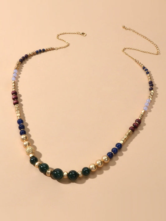 Bohemian Ethnic Jewelry Multi-colored Beads Handmade Long Chain Indian Necklace-0