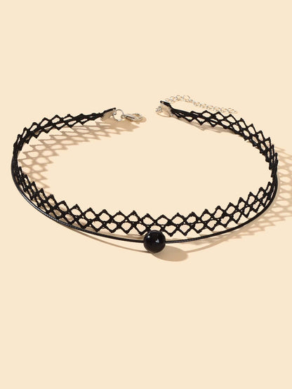 Double Layered Black Lace Short Necklace Elegant Gothic Style Choker-1