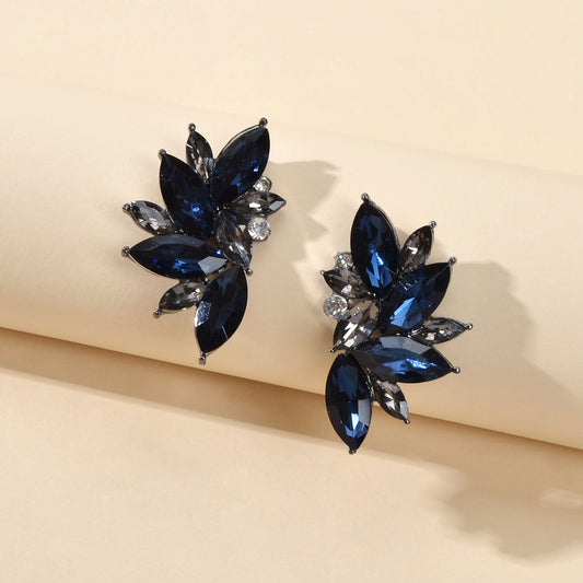 Female Luxurious Jewelry Sparkly Crystal Flower Stud Bridal Engagement Earrings-0