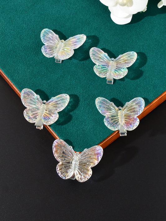 5 pcs Sweet Transparent Butterfly Hairpin Hair Clips Set Hair Accessory Headwear-1