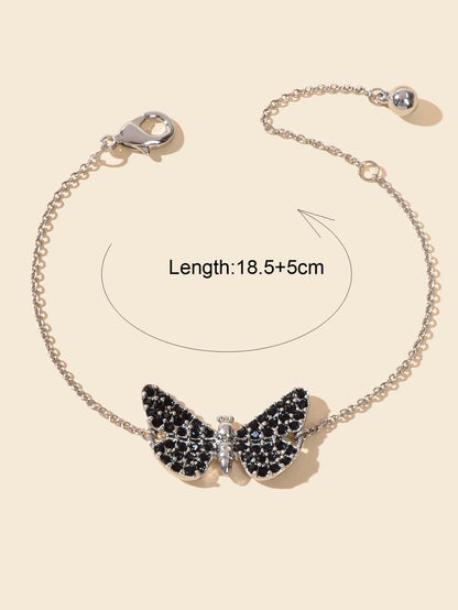 Stunning Black Diamond Butterfly Pendant Bracelet - Sparkle and Style Jewellery-1