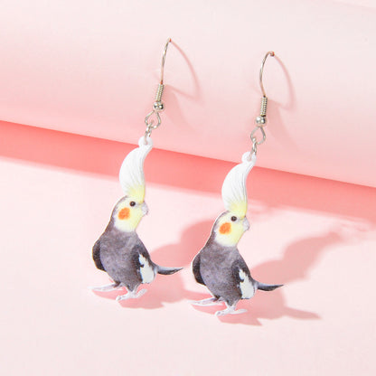 Lightweight Acrylic Parrot Resin Bird Dangling Elements Earrings Party Jewellery-0