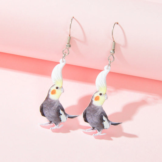 Lightweight Acrylic Parrot Resin Bird Dangling Elements Earrings Party Jewellery-0