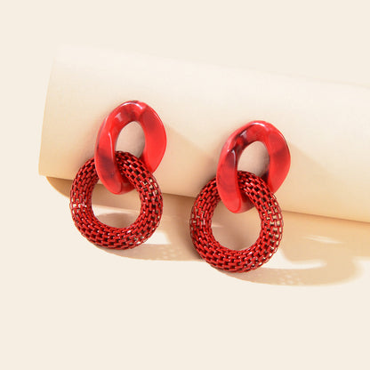 Green Red Resin Paper Clip Cuban Chain Link Dangling Party Earrings Ear Jewelry-4