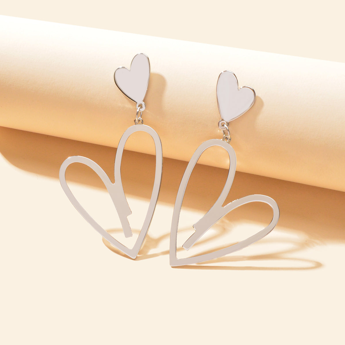 Large Hollow Love Heart Pendant Dangle Earrings for Girls Party Dating Jewellery-7