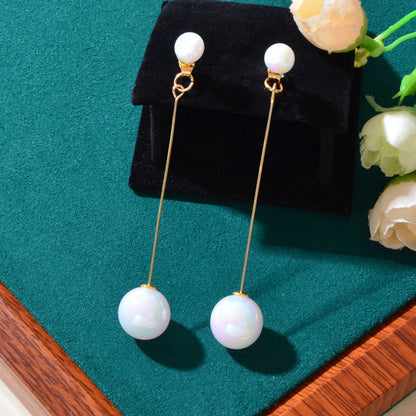 Simple Dangling Light Solid Ball Earrings Elegant Bead Stud Jewelry-4
