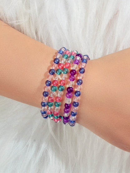 5 pcs Boho Chic Style Handmade Colorful Beads Elastic Bracelet Bangles for Women-0