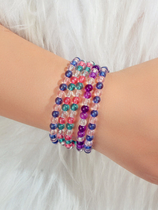 5 pcs Boho Chic Style Handmade Colorful Beads Elastic Bracelet Bangles for Women-0