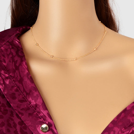 Gold Color Metal Ball Bib Choker Women Girls Teens Party Necklace Collar Jewelry-0