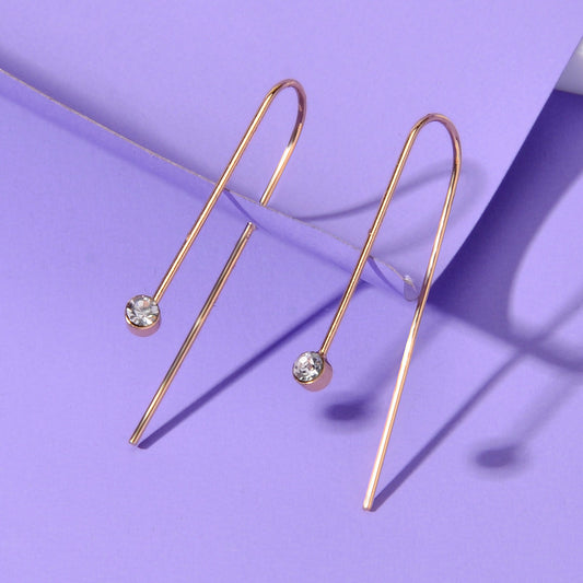 Punk Minimalist Rhinestone Decor Metal Geometric Hoop Earrings Statement Jewelry-0