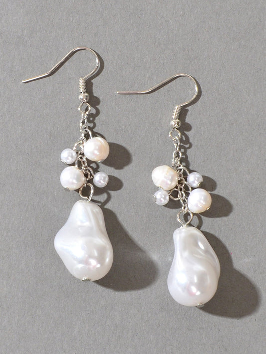 Perfect Wedding Engagement Jewellery Faux Pearl Irregular Dangle Party Earrings-0