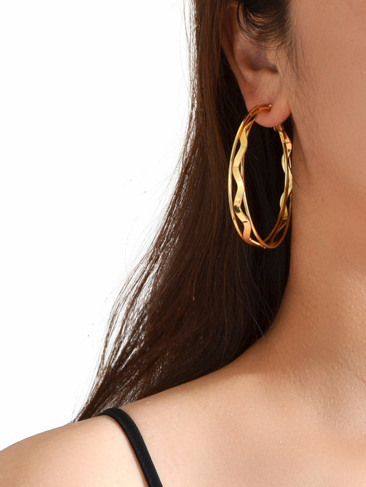 Gold Silver Geometric Statement Big Hoop Dangle Earrings Girls Party Decoration-0