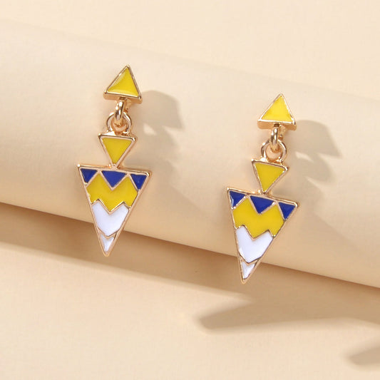 Fashion Jewellery Women Accessories Yellow Geometric Triangle Dangle Earrings-0