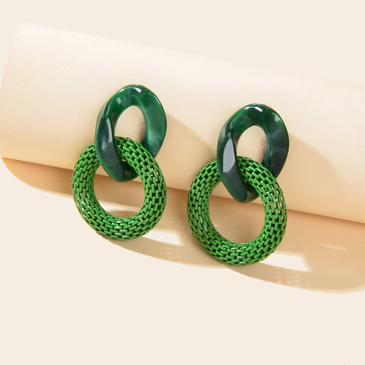 Green Red Resin Paper Clip Cuban Chain Link Dangling Party Earrings Ear Jewelry-0