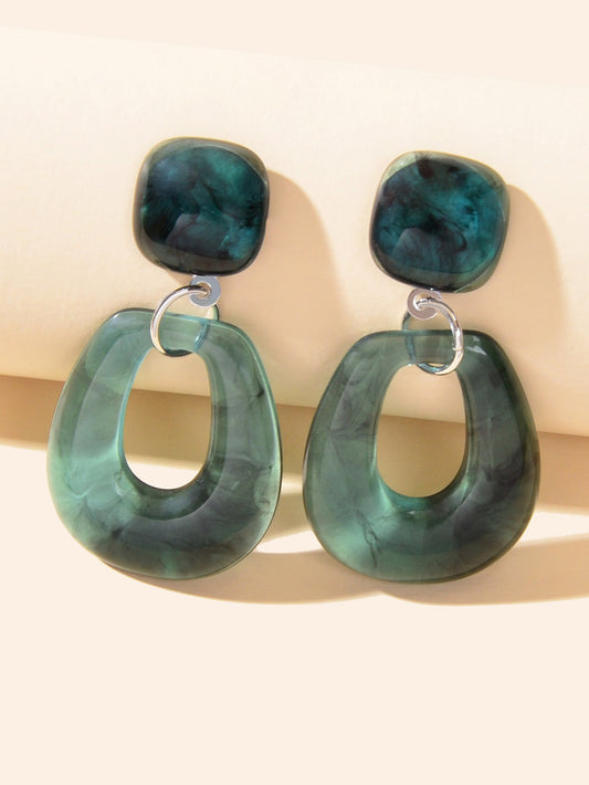 Acetate Acrylic Statement Resin Drop Dangle Green Transparent Teardrop Earrings-0