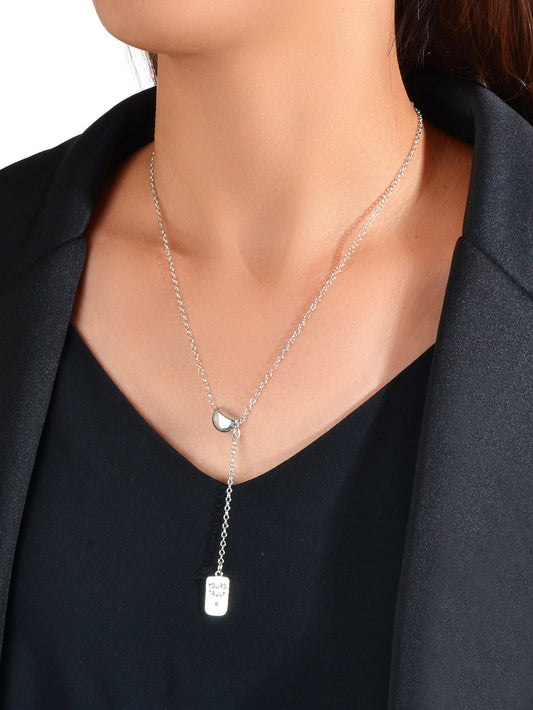 Punk Hip Hop Jewelry Silver Chain Yours Truly Square Necklace Trendy Accessories-0