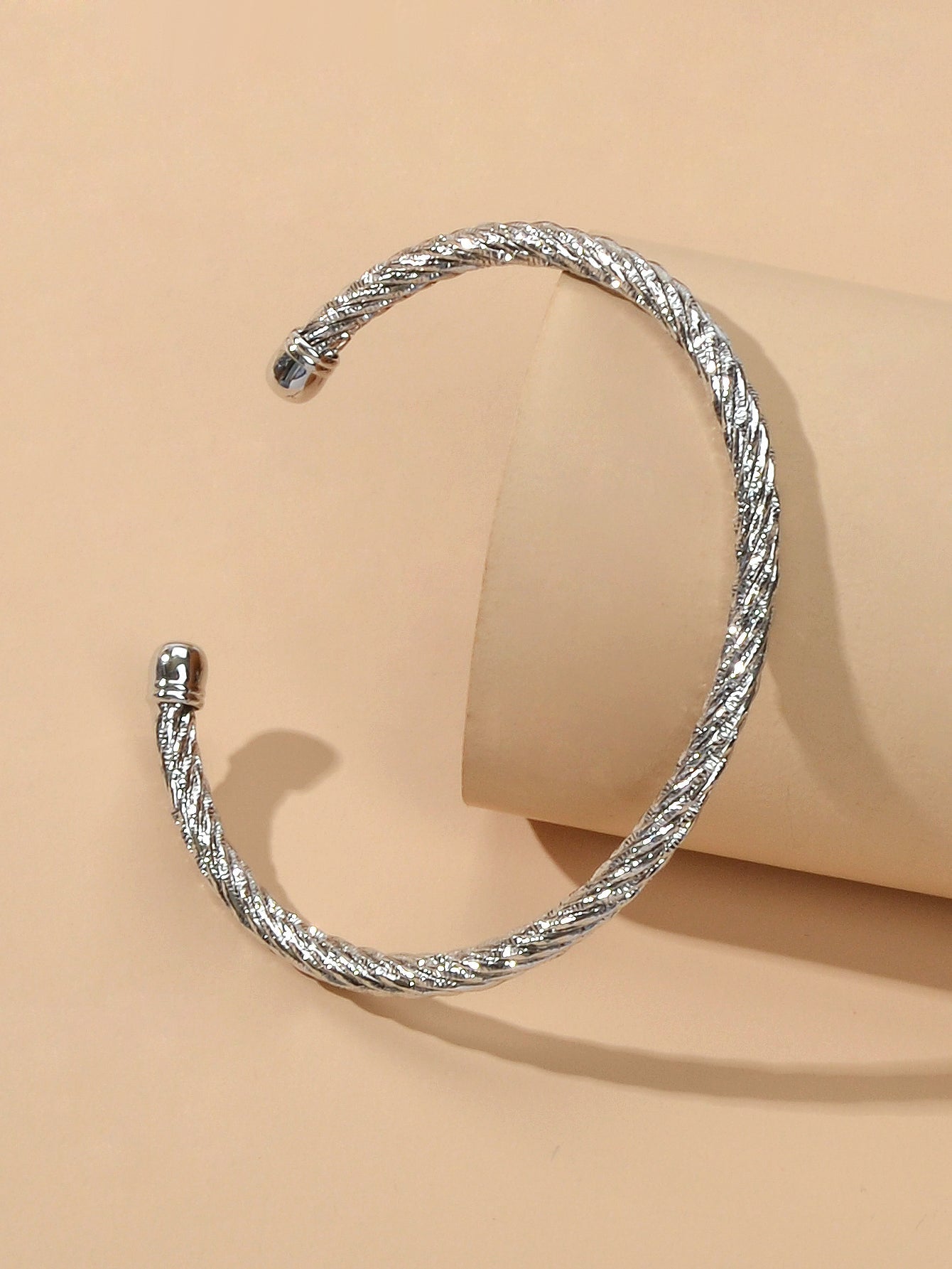 Good Quality Punk Minimalist Rosegold Silver Open Cuff Bangle Statement Bracelet-4