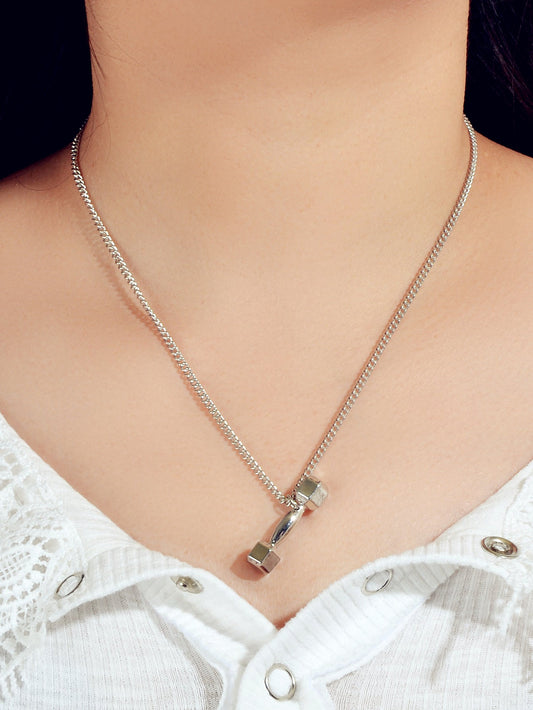 Party Decoration Silver Chain Dumbbell Charm Necklace Minimalist Punk Jewellery-0