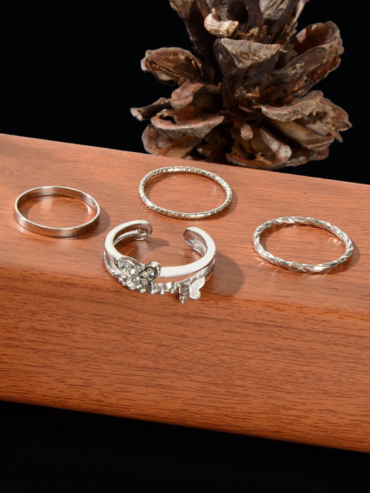 Butterfly Cuff Rings 4pcs/set Relief Anxiety Fidget Finger Knuckle Rings Gift-1