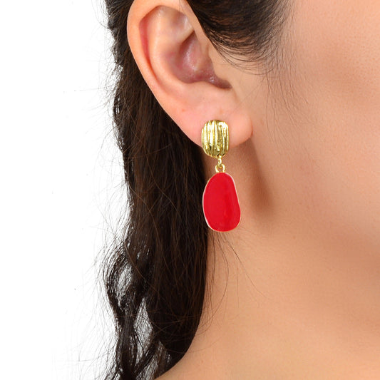 Party Decoration Red Enamel Geometric Hypoallergenic Earrings Daily Jewellery-0