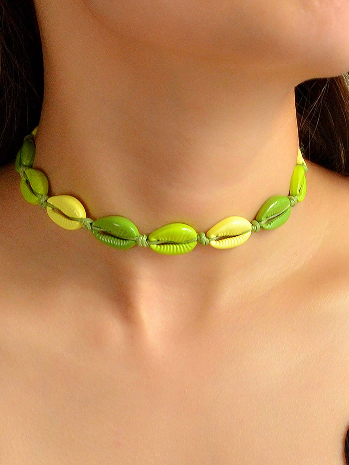 Boho Beach Jewelry Candy Color Enamel Shell Adjustable Braided Holiday Necklace-5