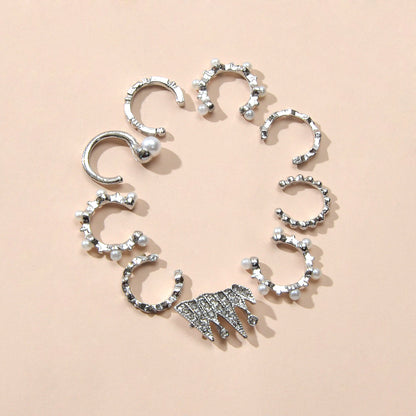 9pcs Silver Ear Cuffs Clip On Cuff Earrings Cartilage Helix Wrap Ear Jewelry Set-0