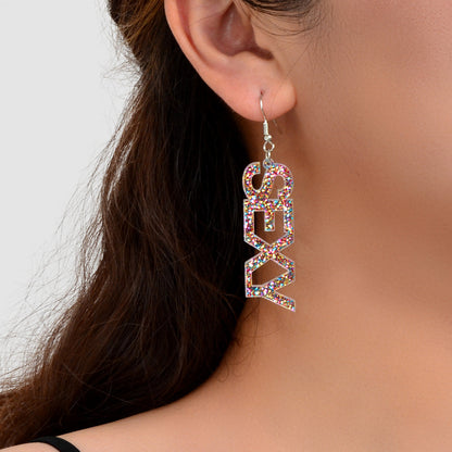 Creative Glitter Sequins Lightweight Acrylic SEXY Letter Dangle Party Earrings-0