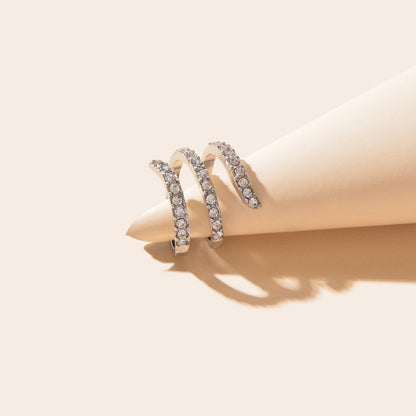 Textured Bridal Jewelry Full Rhinestone Twisted Engagement Finger Ring Gift-3