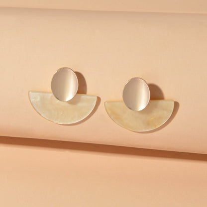 Unique Handmade Lightweight Gold Plated Geometric Fan-shaped Stud Chic Earrings-5