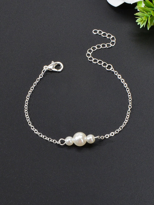 Pearl Adorned Minimalist Chain Bracelet - Elegant Simplicity for Every Occasion-1