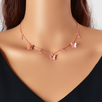 Trendy Gold Chain Star Butterfly Charm Collar Necklace Women Party Decoration-6