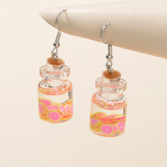 Unique Corked Bottle Driftwood Pendant Earrings Nature-Inspired Boho Chic Jewelry-1