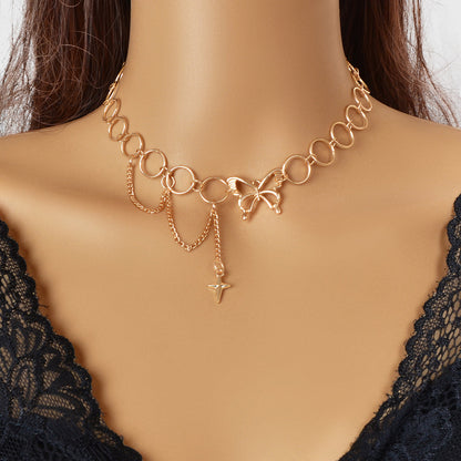 Silver Chain Star Butterfly Fringe Necklace Tassel Collar Accessories Jewellery-4