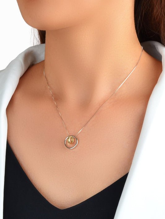 Trendy Designer Jewellery Silver Chain Gold Silver Circle Pendant Women Necklace-0