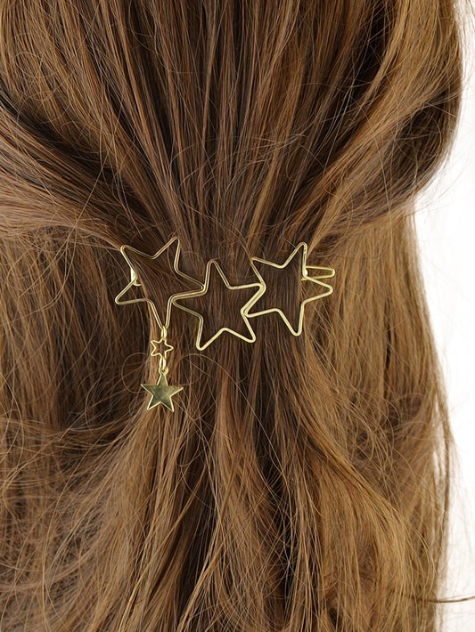 Minimalist Gold Metal Star Hair Clips Barrette Women Fashion Hair Accessories-0