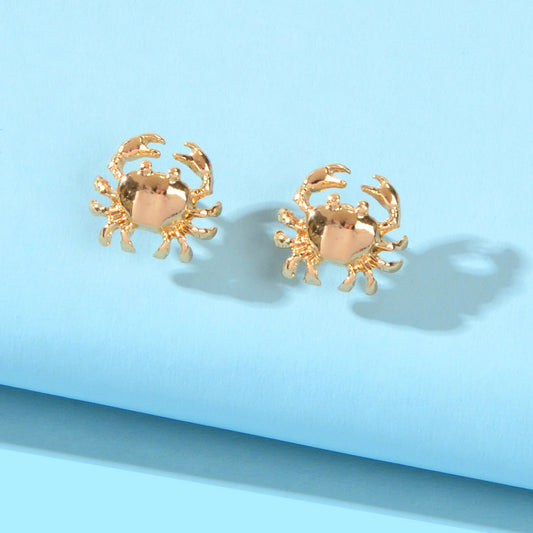 Minimalist Jewellery Gold Plated Small Crab Stud Earrings Dainty Gifts for Girls-0