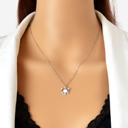 Exquisite Silver Chain Rhinestone Opal Decor Heart Pendant Necklace Gift Jewelry-0