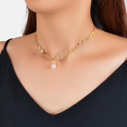 Personality Jewelry Disc Chain Beads Charm Necklace Wholesale Price Accessories-0