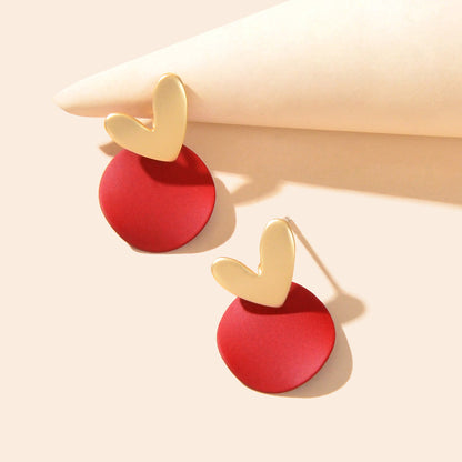 Love Heart Green Round Stud Pierced Hypoallergenic Female Earrings Stud Jewelry-8