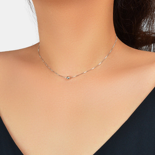 Party Jewellery Choker Classic Silver Chain Ball Clavicle Necklace Gift for Her-0