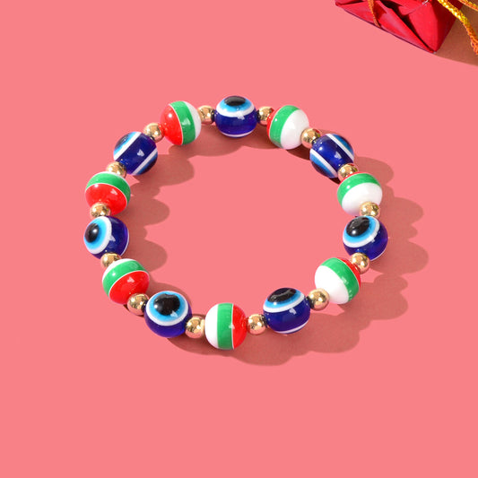 Festival Accessories Colourful Beaded Evil Eye Elastic String Bracelet Xmas Gift-0