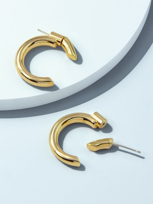 Punk Minimalist Metal Circle Huggie Hoop Pierced Statement Earrings Ear Jacket-0
