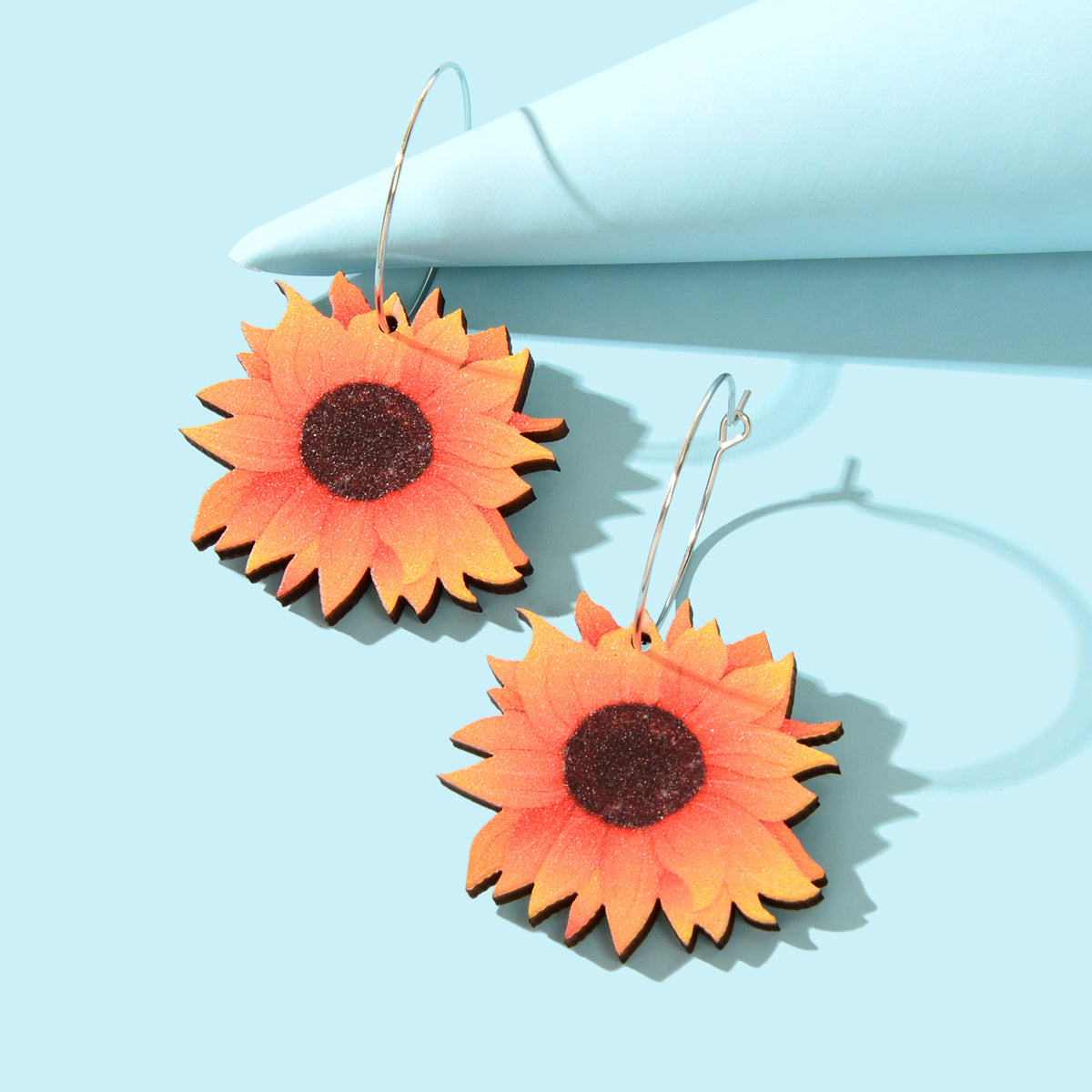 Colourful Sunflower Earrings Bohemian Summer Trendy Wooden Daisy Flower Jewelry-4