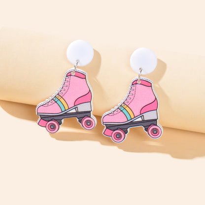 Colourful Ice Skates Pendant Earrings Fun Unique Accessories Skating Enthusiasts-0