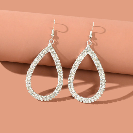 Shinning Full Rhinestone Water Drop Earrings Luxury Wedding Birdal Prom Jewelry-0