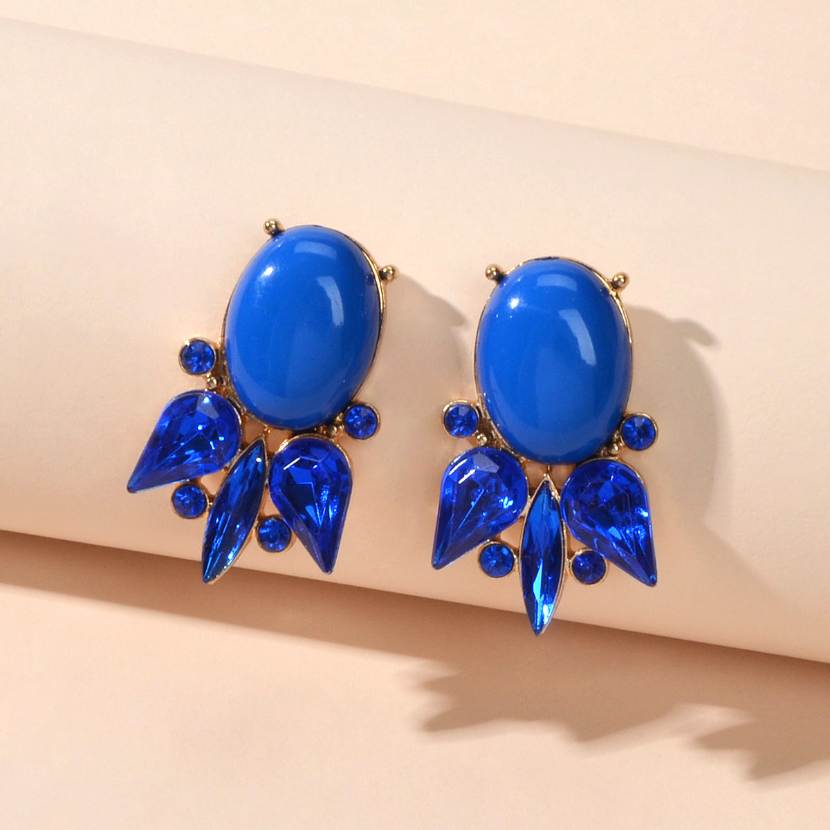 Retro Style Colorful Crystal Geometric Stud Earrings Party Fesvital Jewelry Gift-0